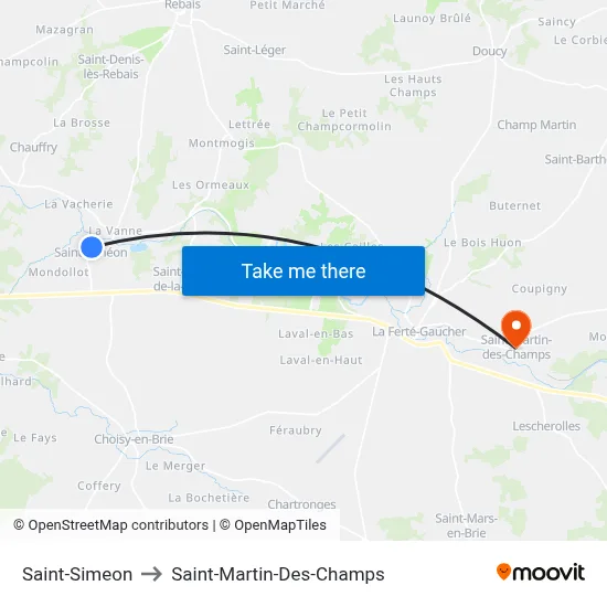 Saint-Simeon to Saint-Martin-Des-Champs map