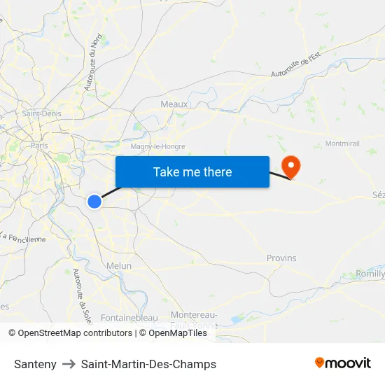 Santeny to Saint-Martin-Des-Champs map