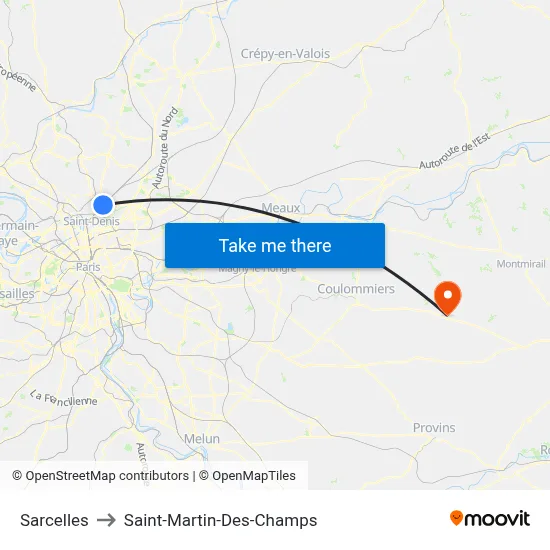 Sarcelles to Saint-Martin-Des-Champs map