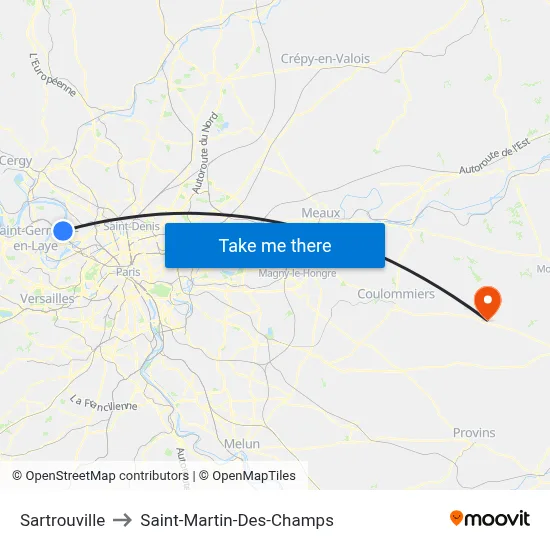 Sartrouville to Saint-Martin-Des-Champs map
