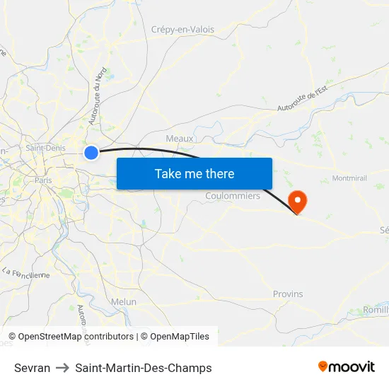 Sevran to Saint-Martin-Des-Champs map