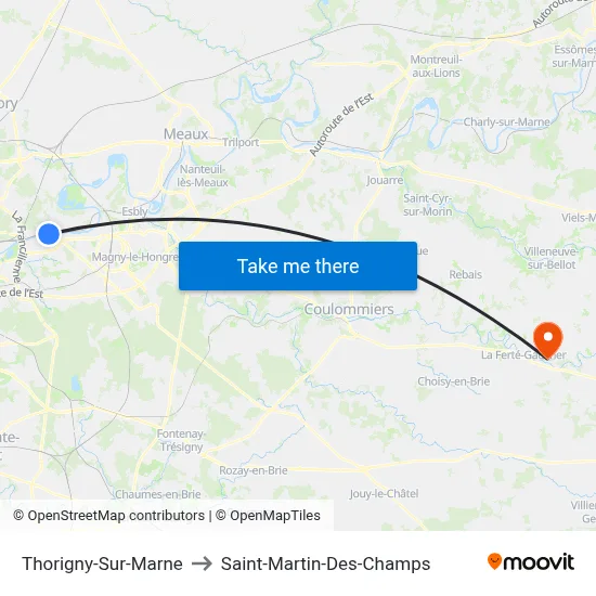 Thorigny-Sur-Marne to Saint-Martin-Des-Champs map