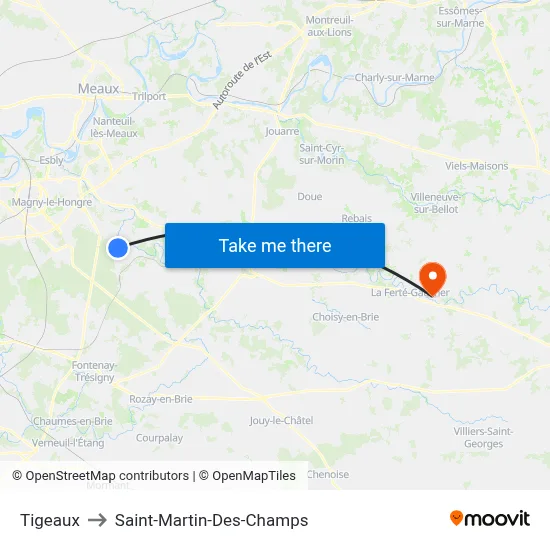 Tigeaux to Saint-Martin-Des-Champs map
