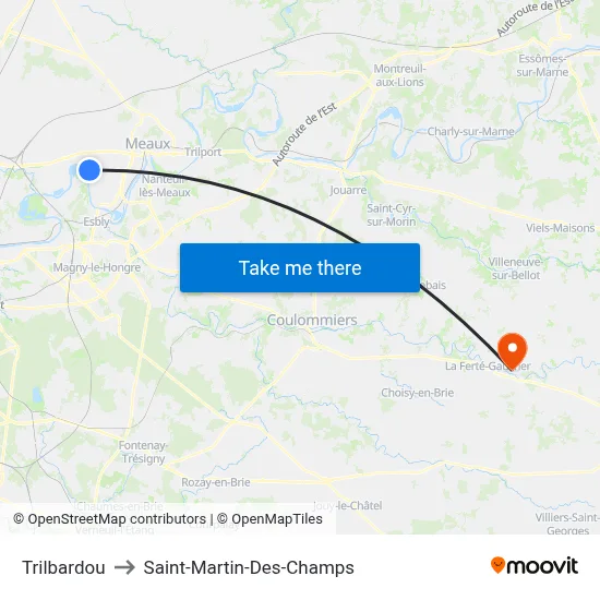 Trilbardou to Saint-Martin-Des-Champs map