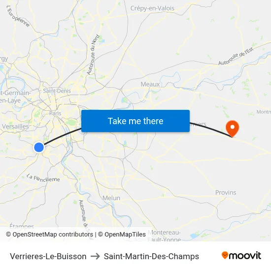 Verrieres-Le-Buisson to Saint-Martin-Des-Champs map