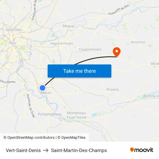 Vert-Saint-Denis to Saint-Martin-Des-Champs map