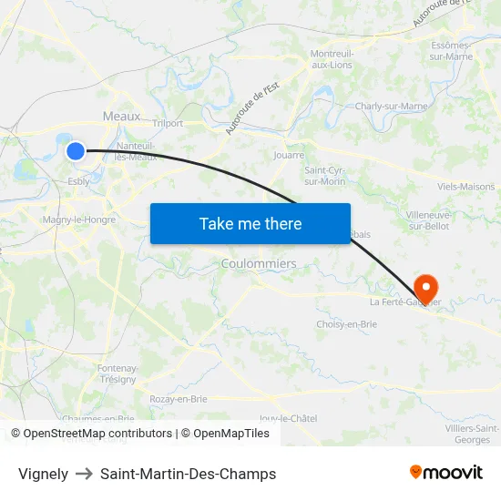 Vignely to Saint-Martin-Des-Champs map