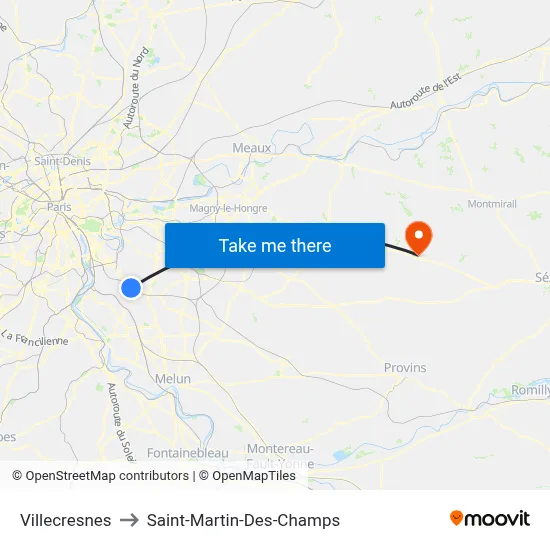 Villecresnes to Saint-Martin-Des-Champs map