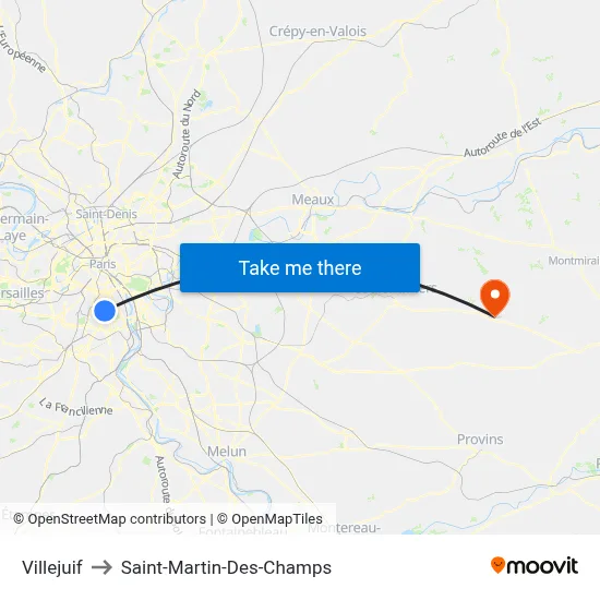 Villejuif to Saint-Martin-Des-Champs map