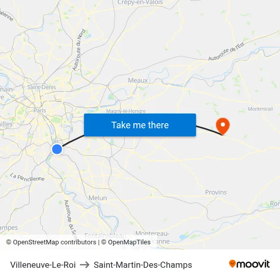 Villeneuve-Le-Roi to Saint-Martin-Des-Champs map