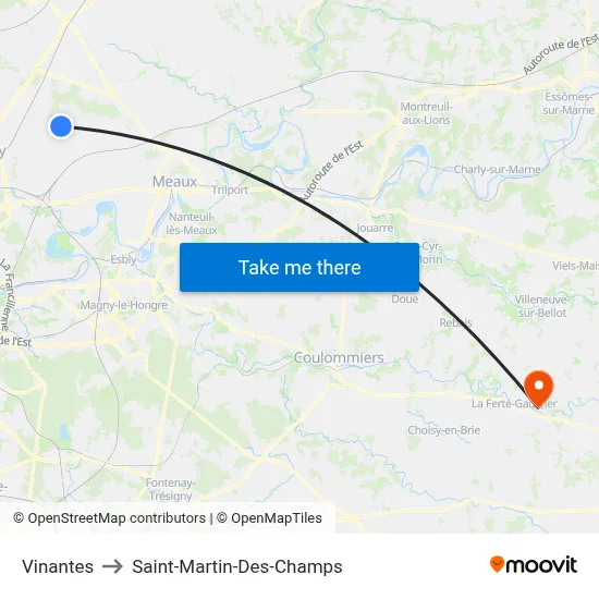 Vinantes to Saint-Martin-Des-Champs map