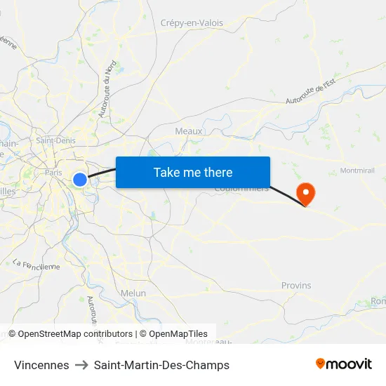 Vincennes to Saint-Martin-Des-Champs map