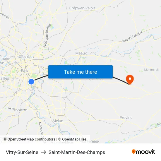 Vitry-Sur-Seine to Saint-Martin-Des-Champs map
