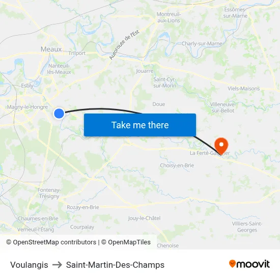 Voulangis to Saint-Martin-Des-Champs map
