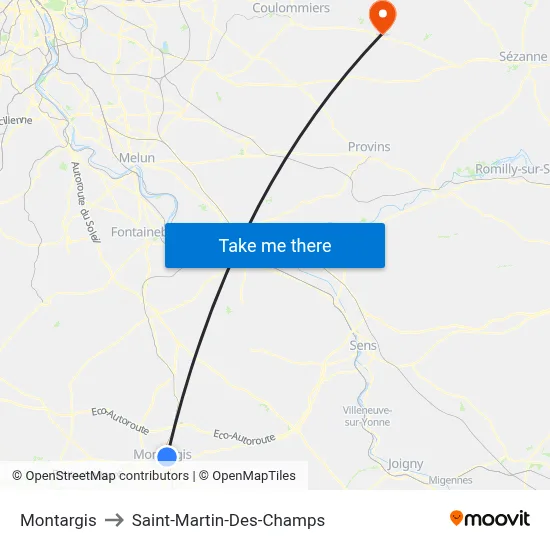Montargis to Saint-Martin-Des-Champs map