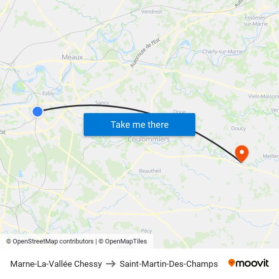 Marne-La-Vallée Chessy to Saint-Martin-Des-Champs map