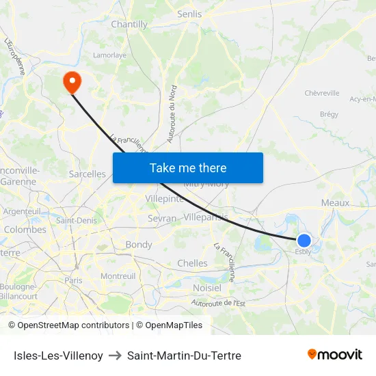 Isles-Les-Villenoy to Saint-Martin-Du-Tertre map