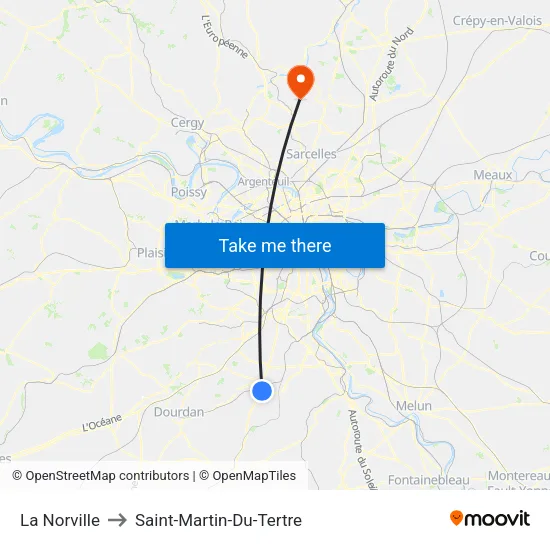 La Norville to Saint-Martin-Du-Tertre map