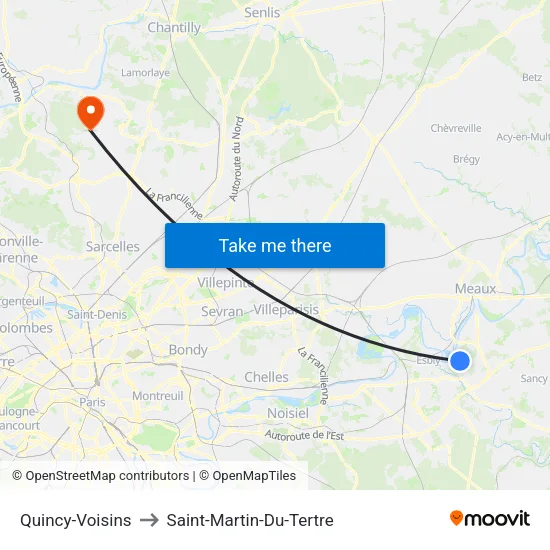 Quincy-Voisins to Saint-Martin-Du-Tertre map