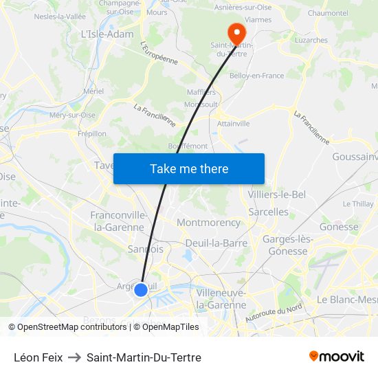 Léon Feix to Saint-Martin-Du-Tertre map