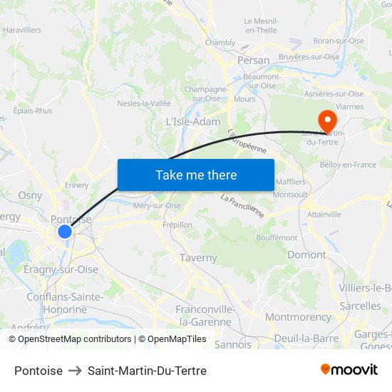 Pontoise to Saint-Martin-Du-Tertre map