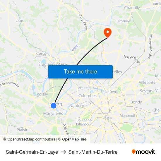 Saint-Germain-En-Laye to Saint-Martin-Du-Tertre map