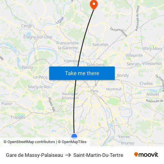 Gare de Massy-Palaiseau to Saint-Martin-Du-Tertre map