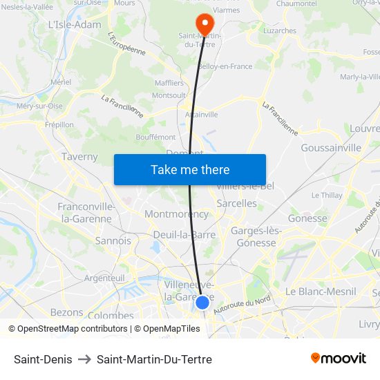 Saint-Denis to Saint-Martin-Du-Tertre map