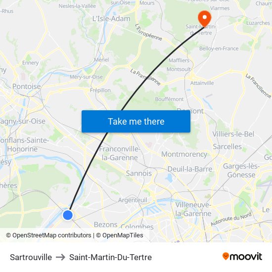 Sartrouville to Saint-Martin-Du-Tertre map