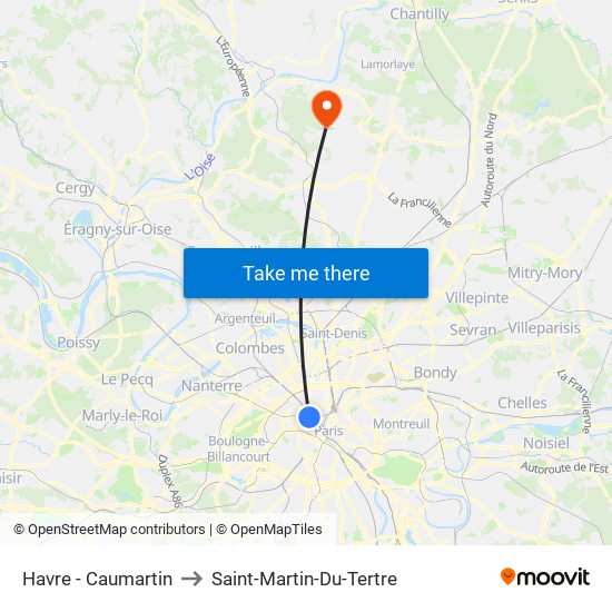Havre - Caumartin to Saint-Martin-Du-Tertre map