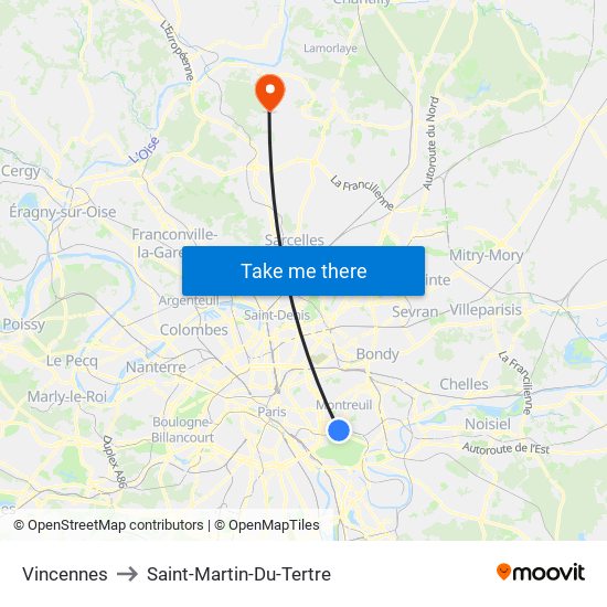 Vincennes to Saint-Martin-Du-Tertre map