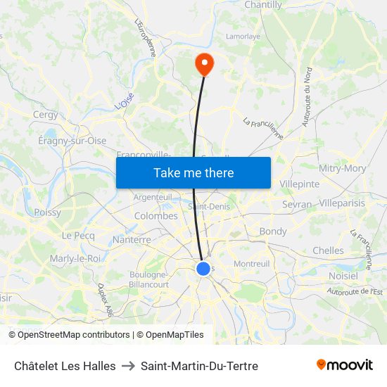 Châtelet Les Halles to Saint-Martin-Du-Tertre map