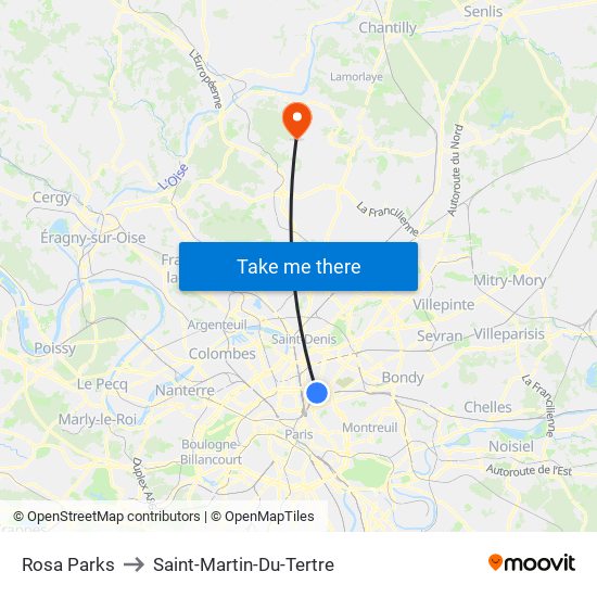 Rosa Parks to Saint-Martin-Du-Tertre map