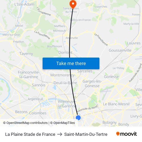 La Plaine Stade de France to Saint-Martin-Du-Tertre map