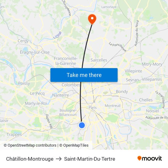 Châtillon-Montrouge to Saint-Martin-Du-Tertre map