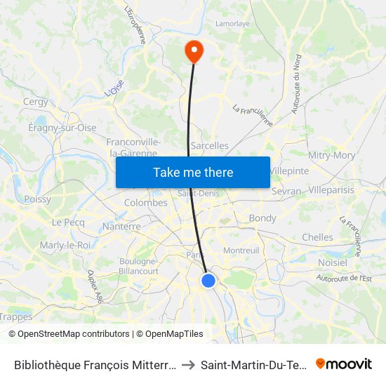 Bibliothèque François Mitterrand to Saint-Martin-Du-Tertre map