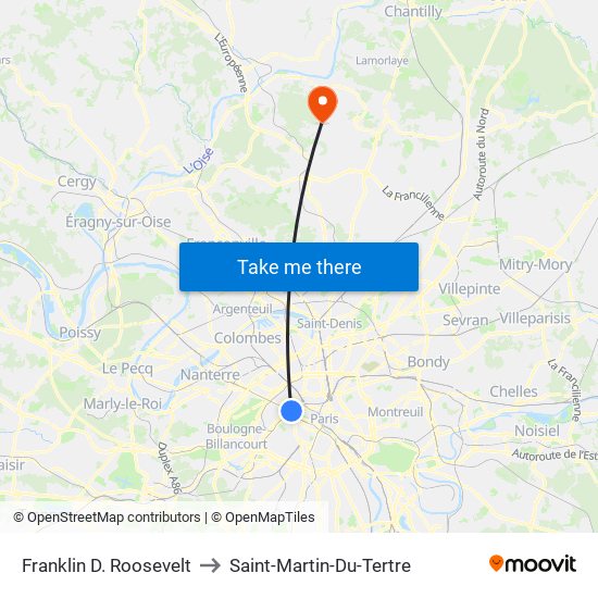 Franklin D. Roosevelt to Saint-Martin-Du-Tertre map