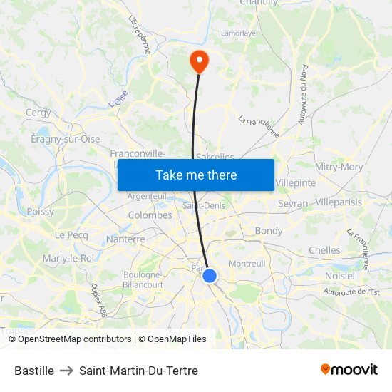 Bastille to Saint-Martin-Du-Tertre map