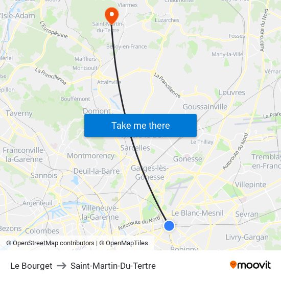 Le Bourget to Saint-Martin-Du-Tertre map