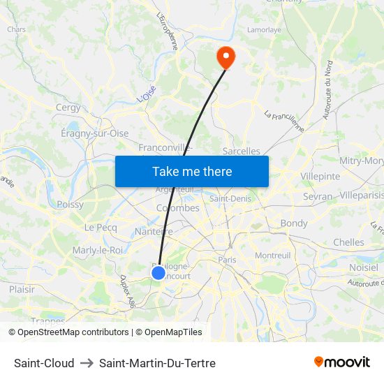 Saint-Cloud to Saint-Martin-Du-Tertre map