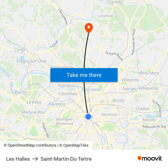 Les Halles to Saint-Martin-Du-Tertre map
