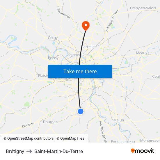 Brétigny to Saint-Martin-Du-Tertre map