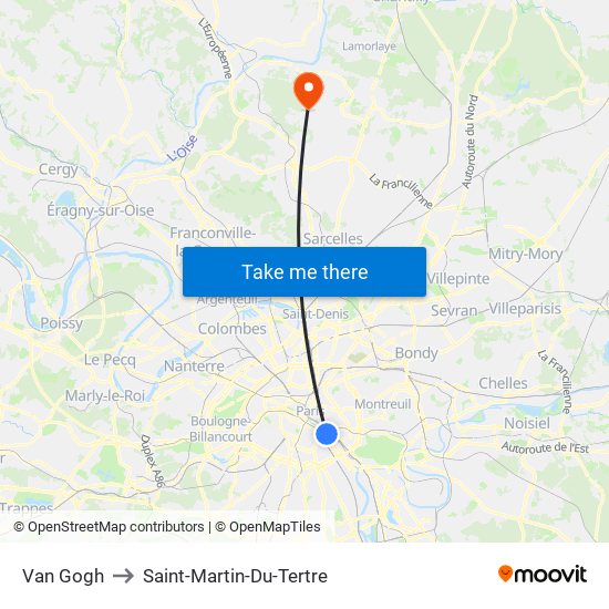 Van Gogh to Saint-Martin-Du-Tertre map