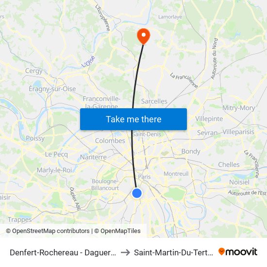 Denfert-Rochereau - Daguerre to Saint-Martin-Du-Tertre map