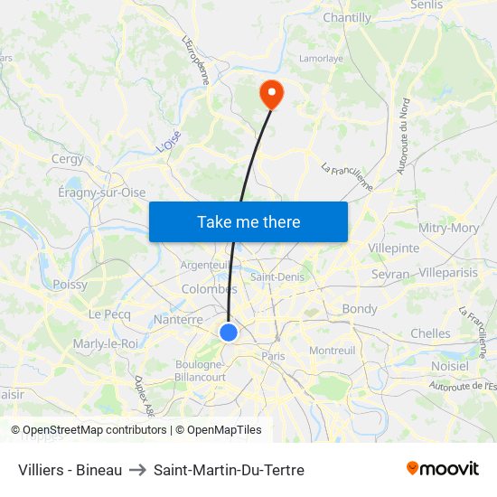 Villiers - Bineau to Saint-Martin-Du-Tertre map