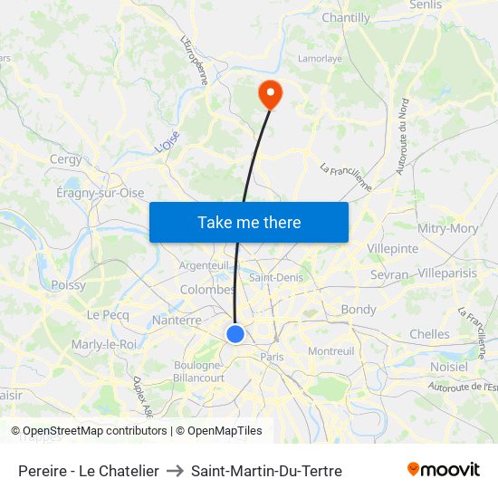 Pereire - Le Chatelier to Saint-Martin-Du-Tertre map