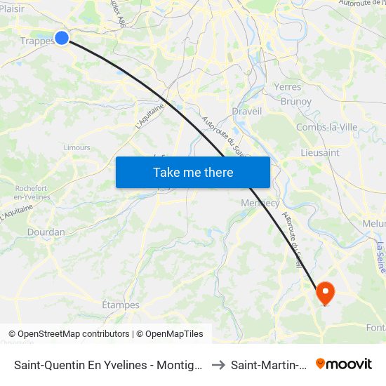 Saint-Quentin En Yvelines - Montigny-Le-Bretonneux to Saint-Martin-En-Biere map