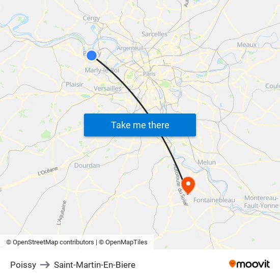 Poissy to Saint-Martin-En-Biere map