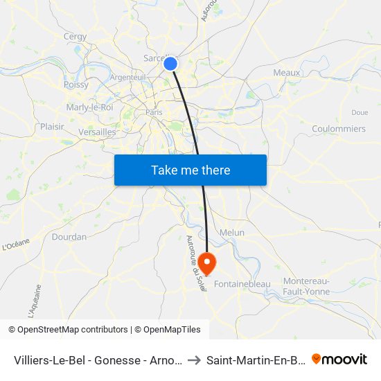 Villiers-Le-Bel - Gonesse - Arnouville to Saint-Martin-En-Biere map