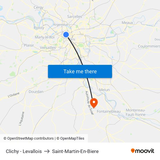 Clichy - Levallois to Saint-Martin-En-Biere map